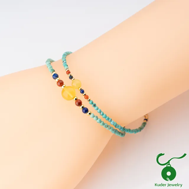 【お客様注文品】文玩 原矿琥珀蜜蜡 緑松石 ブレスレット お客様注文品】文玩 原矿琥珀蜜蜡 緑松石 ブレスレット