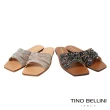 【TINO BELLINI 貝里尼】巴西進口全真皮閃鑽平底涼拖鞋FSQT008(銀色)