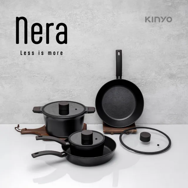 【KINYO】nera系列IH減油陶瓷雙耳湯鍋24cm含蓋(IH爐/電磁爐適用)