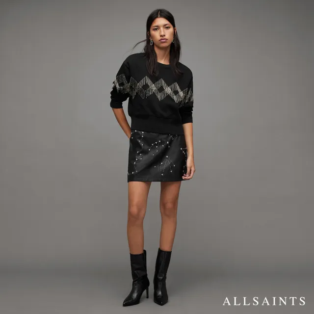 【ALLSAINTS】ORTEN 鉚釘羊皮短裙 WL161Z(舒適版型)