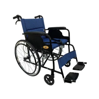 【海夫健康生活館】晉宇 單層不折背鋁輪椅 18吋座寬 / 22吋後輪 輪椅B款 藍色(JY-F16)