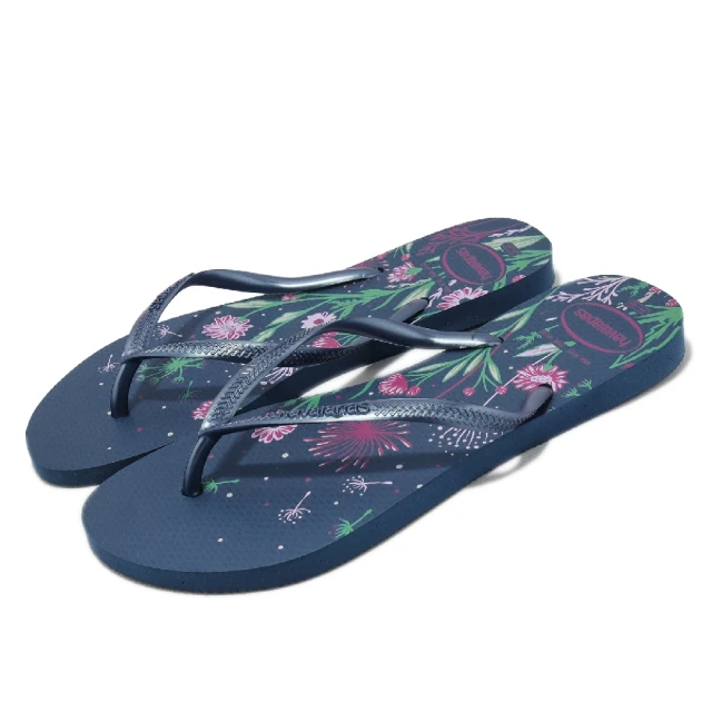 havaianas 哈瓦仕 拖鞋 Slim Organic Flip Flops 女鞋 藍 花卉 夾腳拖 細帶 哈瓦仕(41328231803W)