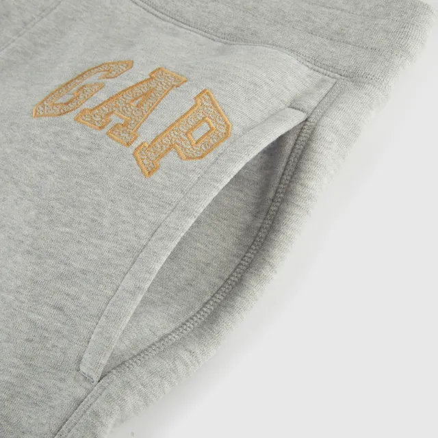 【GAP】男裝 Logo抽繩束口鬆緊棉褲 碳素軟磨法式圈織系列-淺灰色(841226)