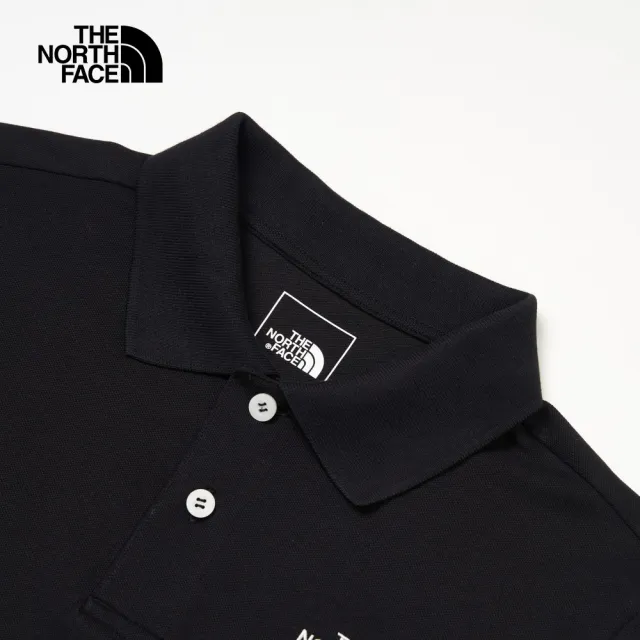 【The North Face 官方旗艦】【Man 首推款】北面男款黑色品牌LOGO舒適立領短袖POLO衫｜87UXJK3