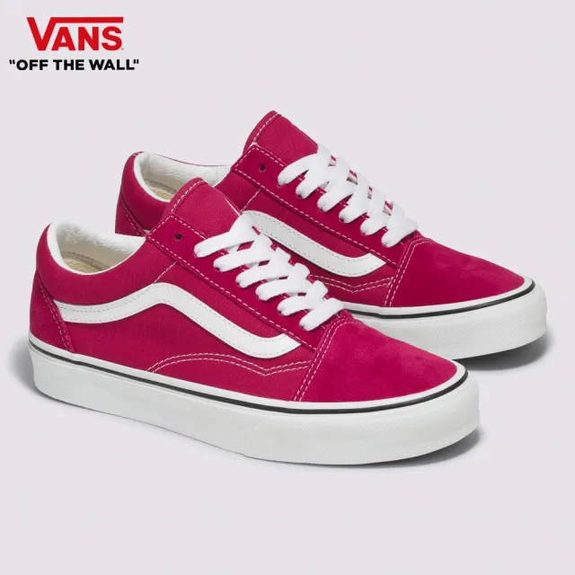 【VANS 官方旗艦】Old Skool 男女款桃紅色滑板鞋/休閒鞋/帆布