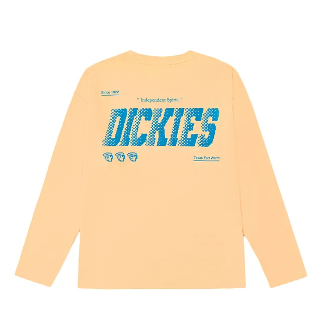 【Dickies】男款蛋糕粉黃純棉像素圖案印花長袖T恤｜DK011536E83