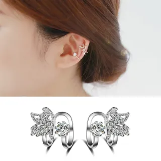 【Emi 艾迷】韓系天使羽翼唯美鋯石 耳環 耳骨夾(耳骨夾)