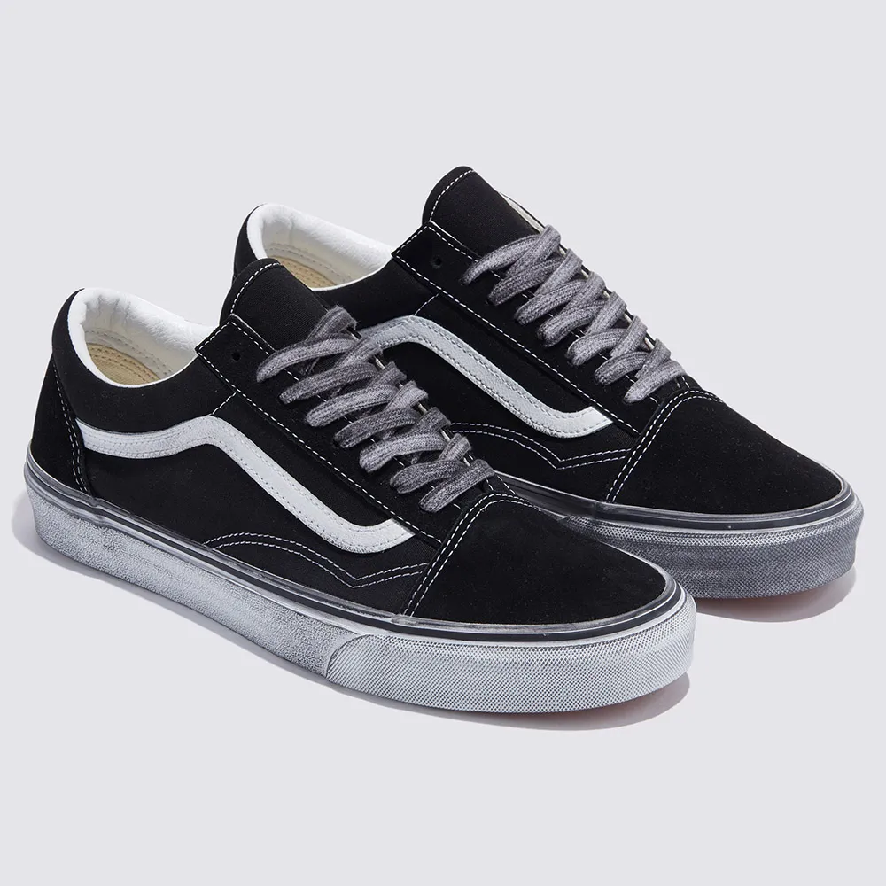 【VANS 官方旗艦】Stressed Old Skool 男女款黑色滑板鞋/休閒鞋