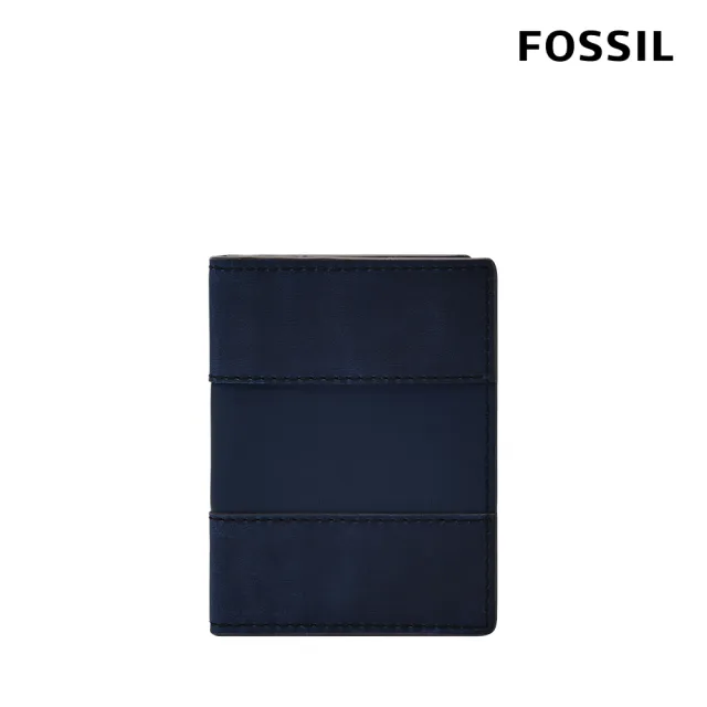 【FOSSIL 官方旗艦館】Everett 真皮卡片包-經典藍 ML4399545(禮盒組附鐵盒)