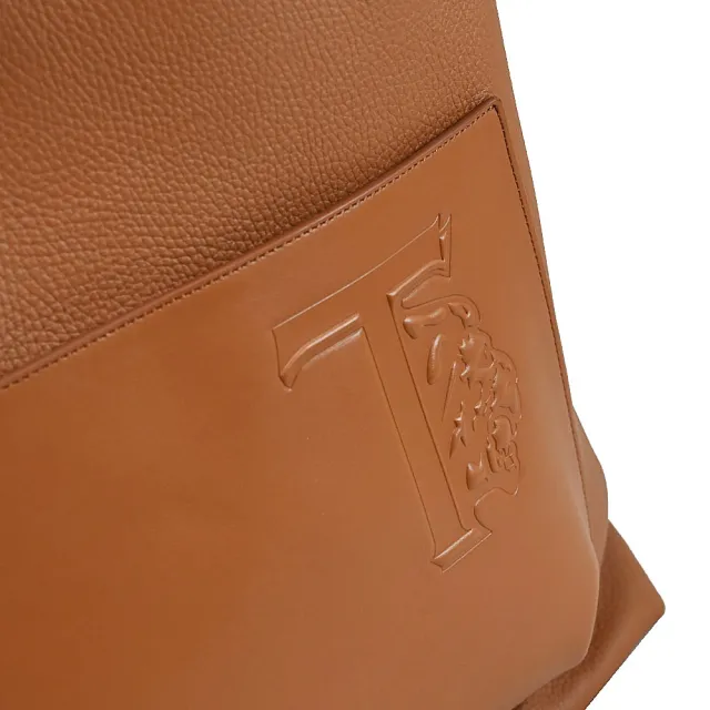 【TOD’S】TODS 經典烙印LOGO小牛皮直式肩背包托特包(焦糖棕)