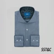 【SST&C 新品９折】舒適純棉 深藍紋裡修身版襯衫0312402001