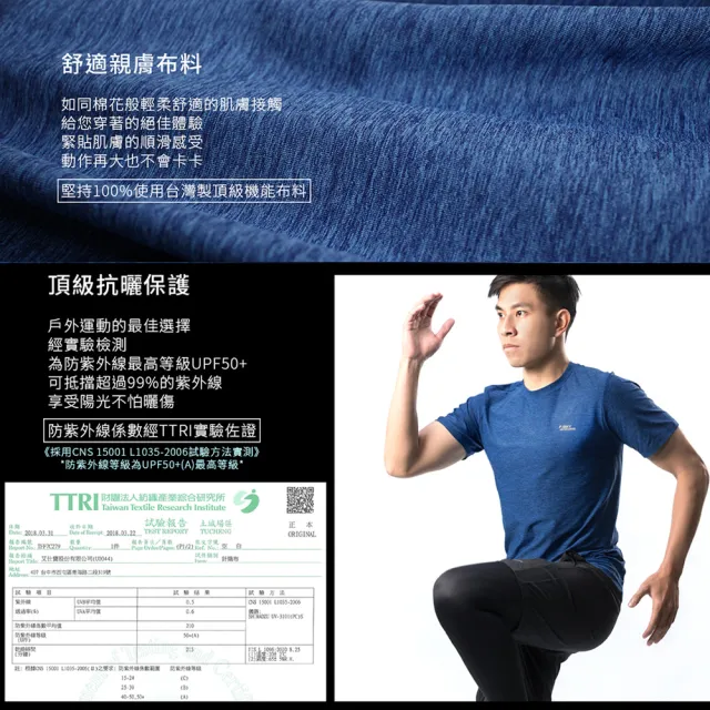 【A-MYZONE】男款 超涼感 抗菌除臭 快乾透氣 機能運動短袖上衣(登山 健行 馬拉松 健身 運動推薦)