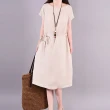 【JC Collection】洋裝韓版寬鬆顯瘦純色氣質連身裙(藍、杏)