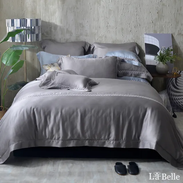 【La Belle】天絲蕾絲防蹣抗菌吸濕排汗兩用被床包組-加大(多款任選)