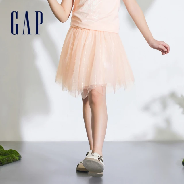 GAP 女童裝 鬆緊短裙-橘黃色(890510)