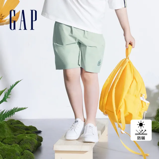 【GAP】男童裝 Logo防曬印花鬆緊短褲-淺綠色(890514)