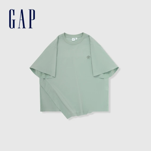 GAP 女裝 Logo印花圓領短袖T恤-綠色(466824)