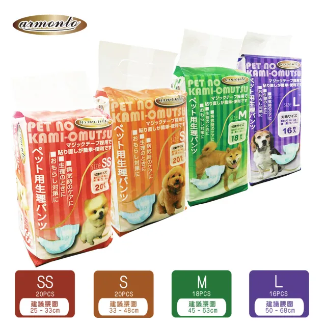 【Armonto】寵物尿褲生理褲-單入裝(母狗生理褲、禮貌帶、寵物尿布、ARMONTO、阿曼特)