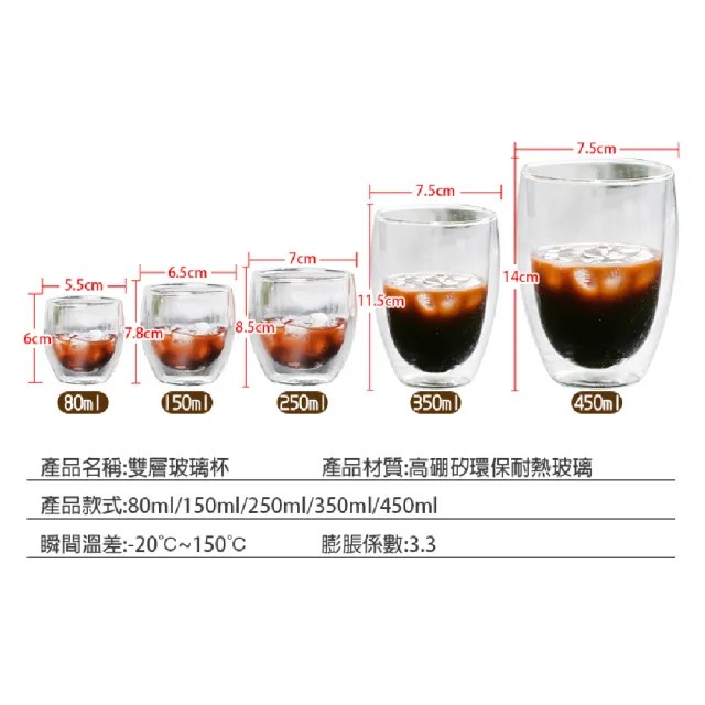 【WEPAY居家首選】雙層玻璃杯 250ml(玻璃杯 咖啡杯 茶杯 耐熱玻璃杯 高硼矽玻璃杯 隔熱防燙杯)