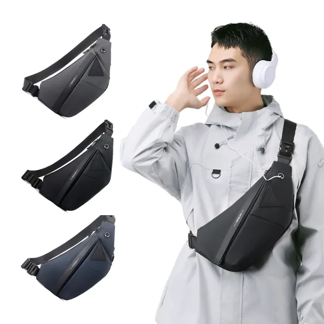【kingkong】日系大容量分層斜挎包 男士單肩胸包 防潑水手機腰包(側背包/斜背包)