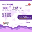 【中國聯通】中國 澳門  180日33G上網卡(大陸 內地 高速上網卡 180天33G 旅遊卡)