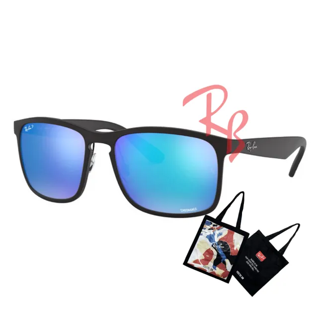 【RayBan 雷朋】康目色戀彩偏光太陽眼鏡 RB4264 601S/A1 霧黑框戀彩藍水銀偏光鏡片 公司貨