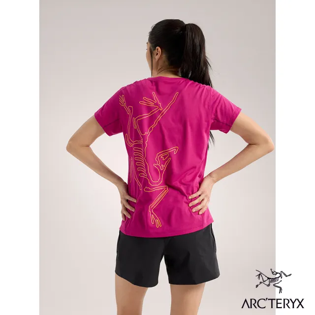 【Arcteryx 始祖鳥官方直營】女 Taema ArcBird 快乾短袖圓領衫(日暮雜紅)