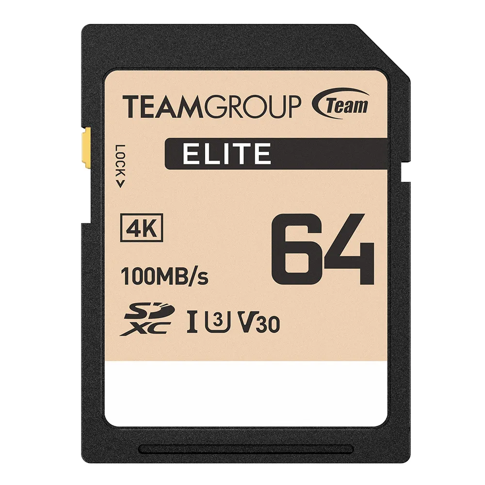 【TEAM 十銓】Elite SDXC 64GB UHS-I U3 V30 4K 記憶卡 [支援4K UHD攝錄影+終身保固]