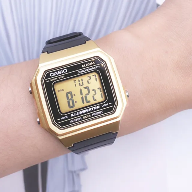 【CASIO 卡西歐】W-217HM 5A/9A/7B 方形復古簡約 多功能 防水計時 學生當兵 電子錶 手錶 41.2mm(旅遊運動)