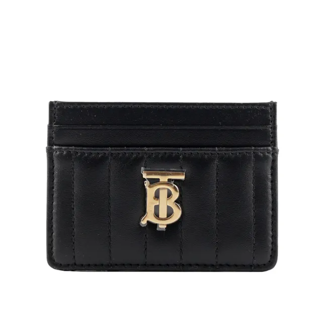 【BURBERRY 巴寶莉】Lola 金字縫線小羊皮4卡名片/卡片夾(黑色)