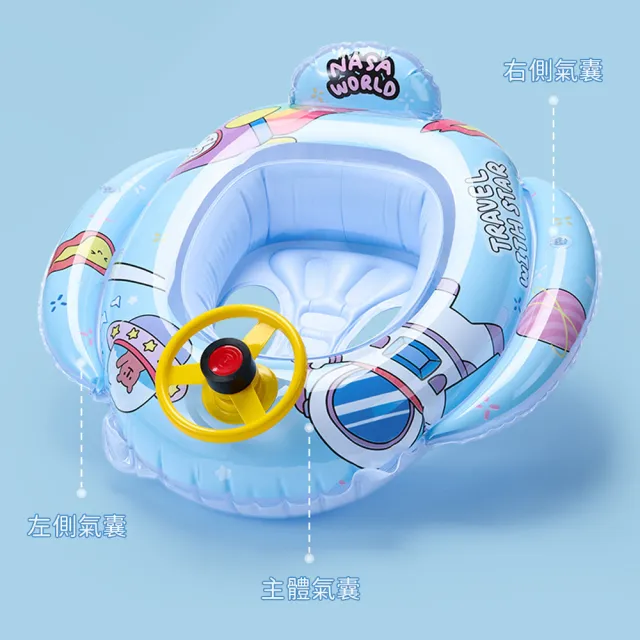 【Friyu】兒童充氣游泳座圈 寶寶游泳圈 趴圈 防側翻加厚浮力圈(附贈打氣筒)