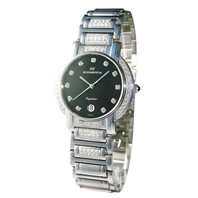 【ROSDENTON 勞斯丹頓】公司貨R1 藝術之家 晶鑽時尚腕錶-銀黑-女錶-錶徑35mm(2831LBB-D)