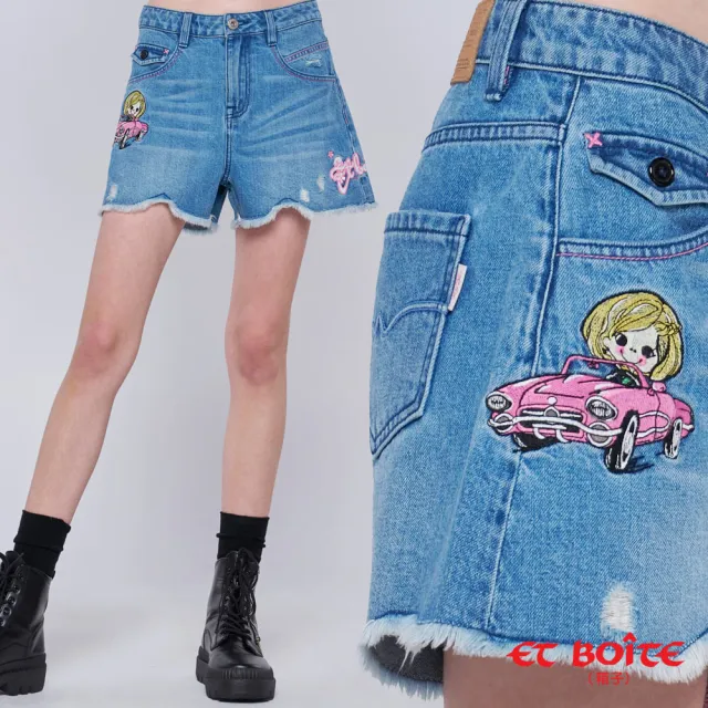 【BLUE WAY】女裝  無彈敞篷車Barbie鬚邊丹寧 短褲 -ET BOiTE箱子