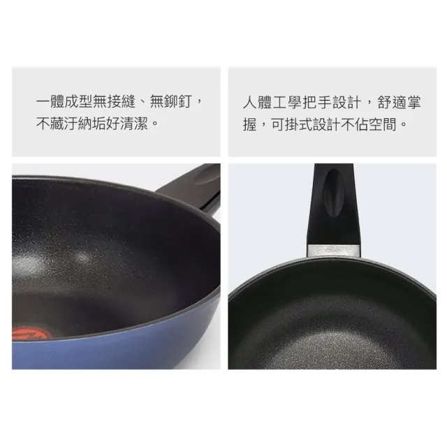 【WONDER MAMA】智慧溫感鑽石鍋不沾鍋雙鍋組28cm(韓國製/附鍋蓋)
