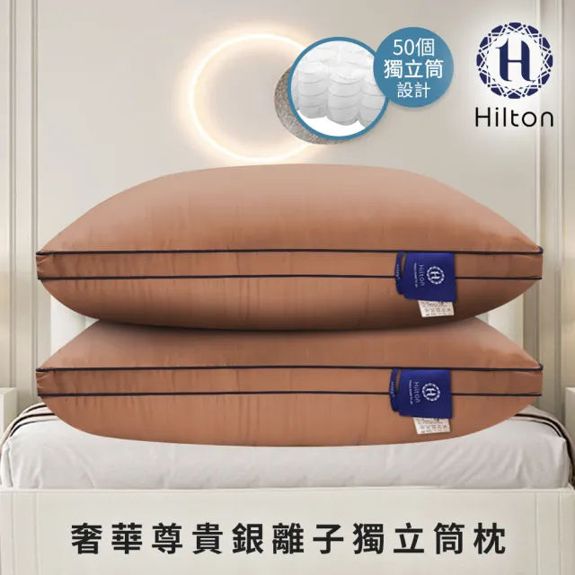 【Hilton 希爾頓】奢華尊貴頂級銀離子純萊賽爾100支紗獨立筒枕/買一送一/二色任選(枕芯x2+枕套x2/枕頭)