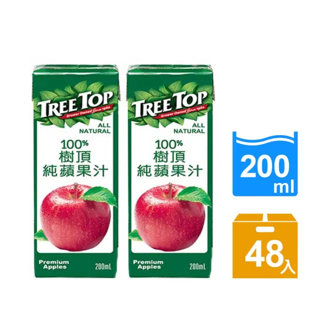 【Tree Top樹頂】100%樹頂蘋果汁200mlx2箱(共48入)