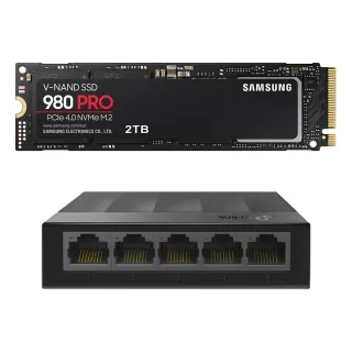 【SAMSUNG 三星】搭 5埠 交換器 ★ 980 PRO 2TB M.2 2280 PCIe 4.0 固態硬碟 (MZ-V8P2T0BW)
