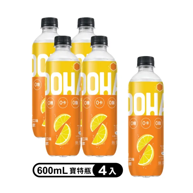 【OOHA】氣泡飲 檸檬蜂蜜 寶特瓶 500ml x4入/組(零糖零卡零脂)