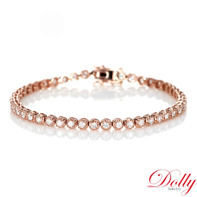 【DOLLY】1.60克拉 輕奢珠寶18K玫瑰金鑽石手鍊