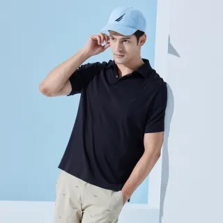 【NAUTICA】男裝 素色百搭短袖POLO衫(黑色)