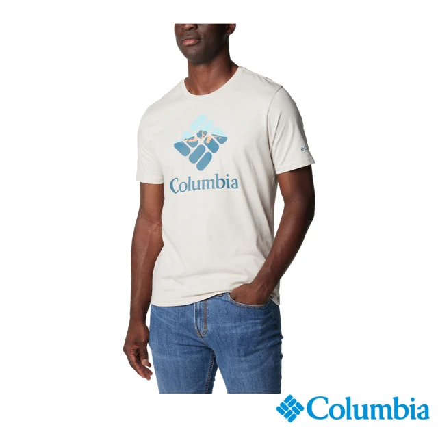 【Columbia 哥倫比亞】男款-M Rapid Ridge™LOGO有機棉短袖上衣-卡其(UAM04030KI/IS)