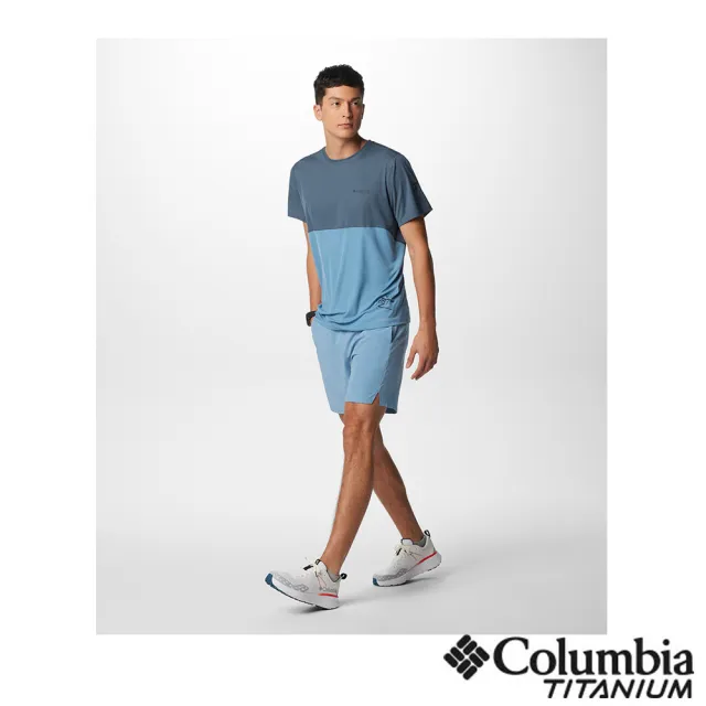 【Columbia 哥倫比亞 官方旗艦】男款-鈦Cirque River™酷涼快排短袖上衣-藍色(UAE57360BL/IS/經典商品)