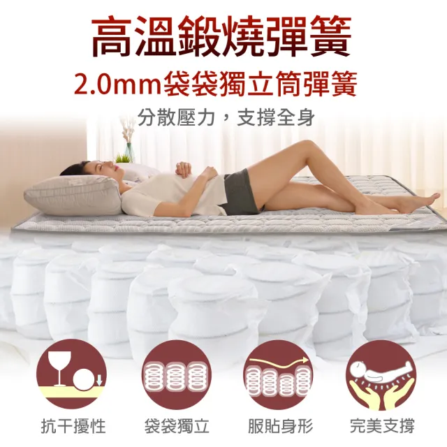 【買床送枕】【LooCa】石墨烯遠紅外線獨立筒床墊-輕量型-雙人5尺(送石墨烯枕★破盤價)