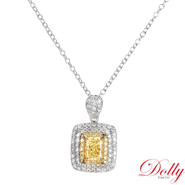 【DOLLY】0.70克拉 GIA艷彩黃彩鑽18K金鑽石項鍊(Fancy Yellow Even)