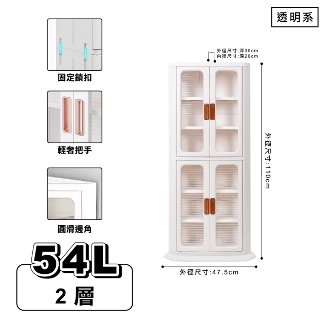 【ONE HOUSE】54L 流川雙開門三角收納櫃 收納箱-2層(1入)