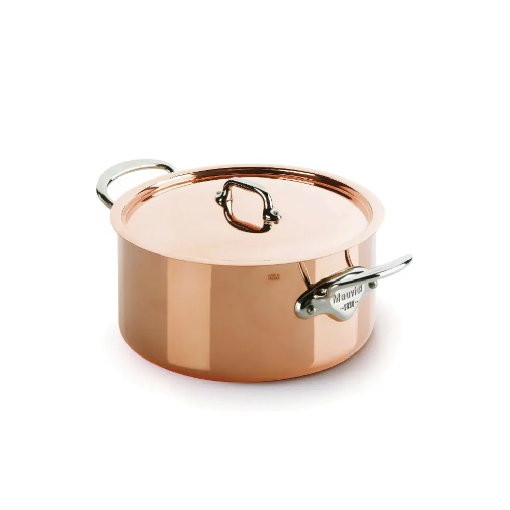 【Mauviel】150s銅雙耳湯鍋24cm-附蓋(法國米其林專用銅鍋)