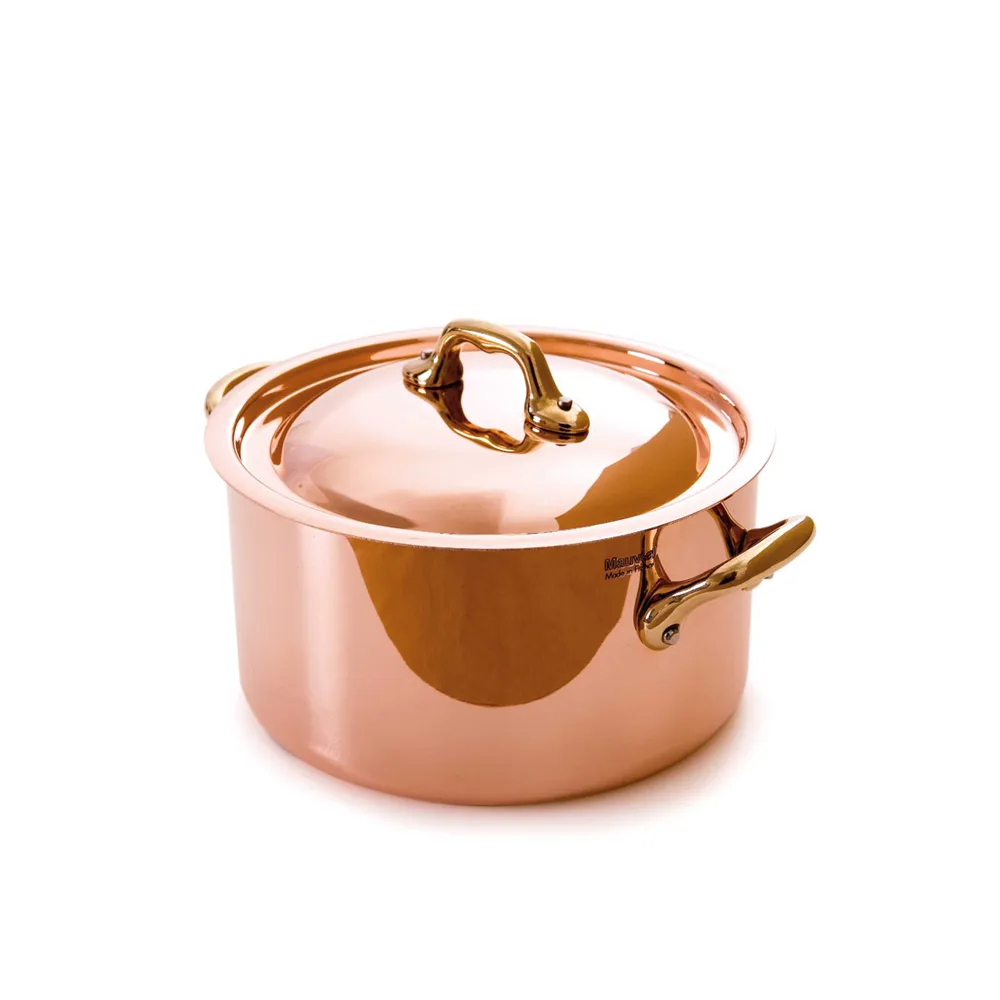 【Mauviel】150b銅雙耳湯鍋20cm-附蓋(法國米其林專用銅鍋)