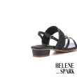 【HELENE_SPARK】無境夏日度假風編織拼接羊皮寬帶方頭低跟涼鞋(黑)
