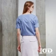 【IGD 英格麗】網路獨賣款-簡約純色U領造型袖上衣(紫色)