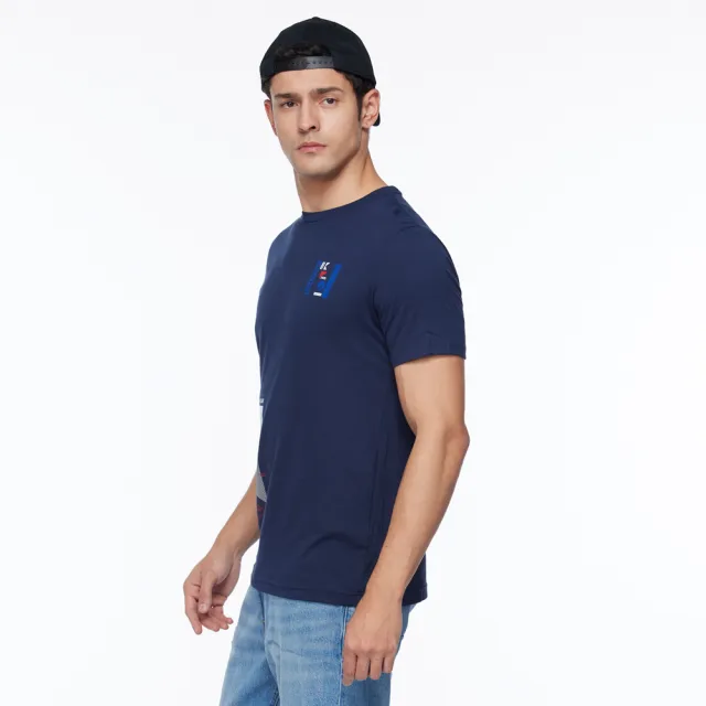 【NAUTICA】男裝 透視帆船圖騰印花短袖T恤(深藍)